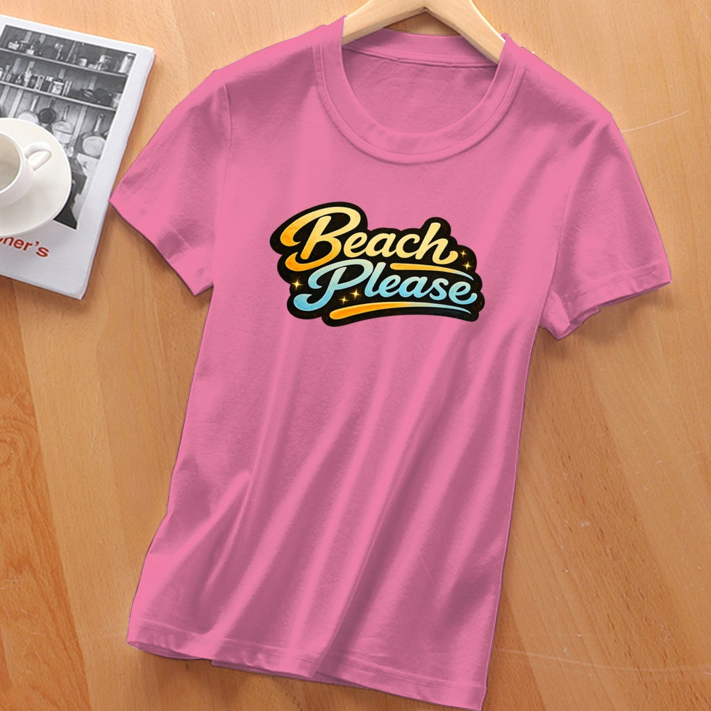 Retro Beach Please slogan print on a women's t-shirt