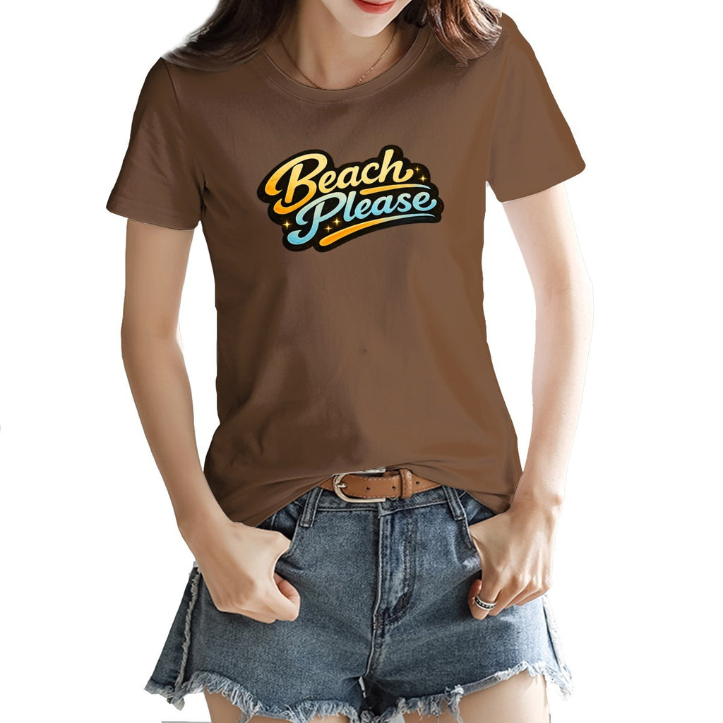 Retro Beach Please slogan print on a women's t-shirt