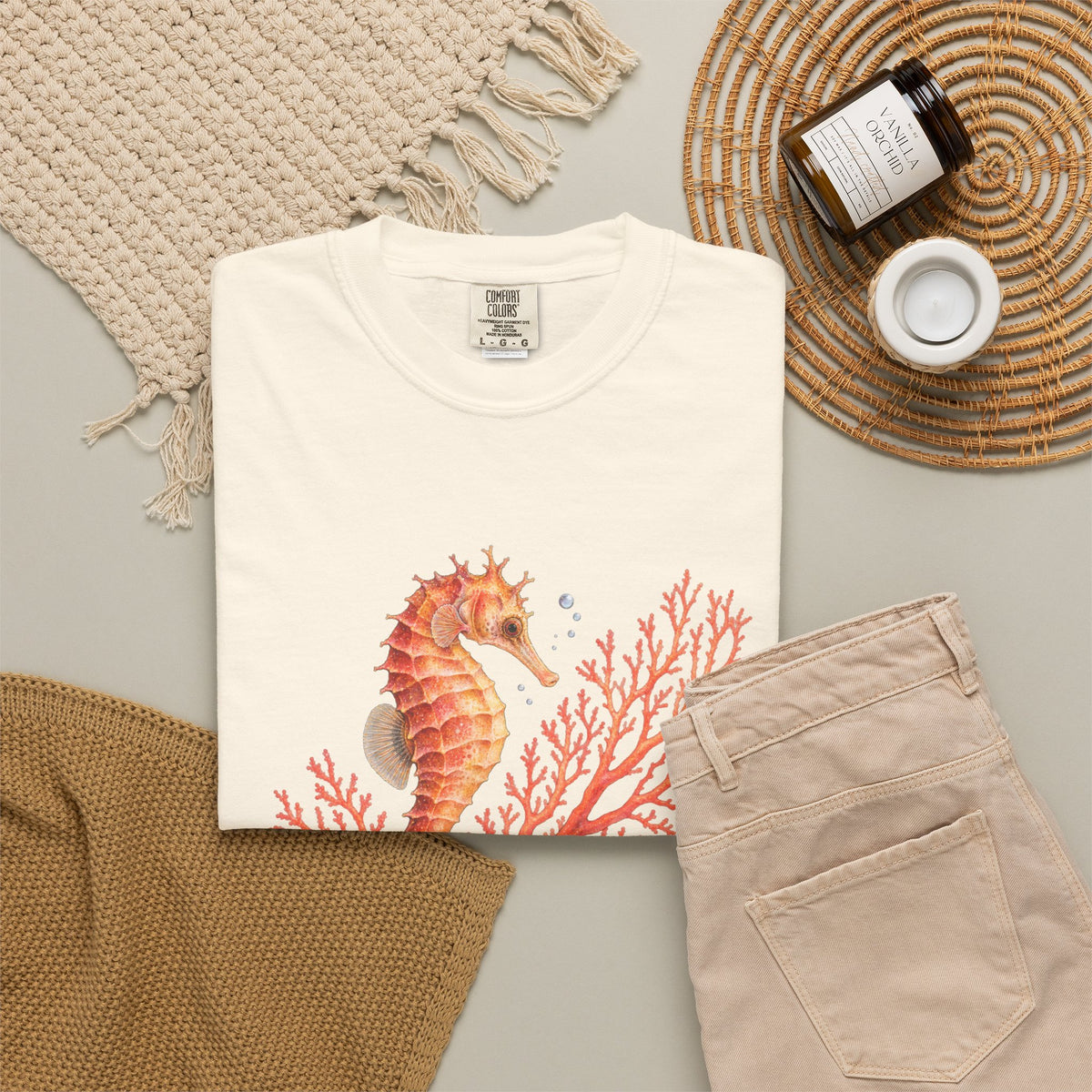 Hold Fast Seahorse T-Shirt, Coral Seahorse Tee