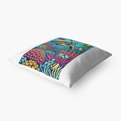 Pop Art Snorkeling Turtle Cushion – Vibrant Coral Reef Pillow