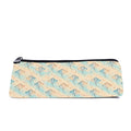 Slim zip pencil case printed with stingrays in sand and aqua over a sunlit seafloor