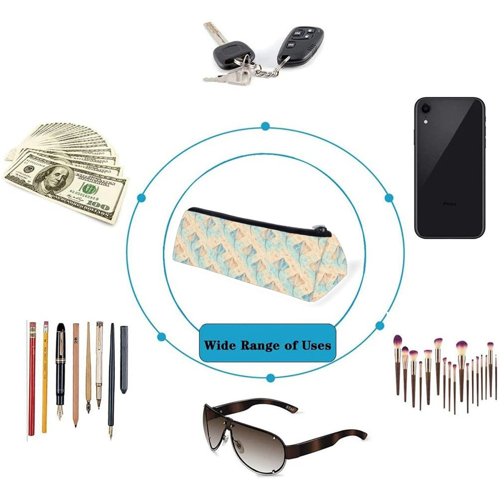 Stingray pencil case shown with items it can hold, including pens, brushes, keys and a phone