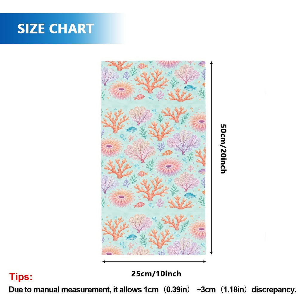 Size chart for the neck gaiter, a tube about 50 cm long and 25 cm wide when flat