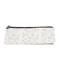 Slim zip pencil case printed with pearly pastel jellyfish, seahorses, rays and shells on ivory