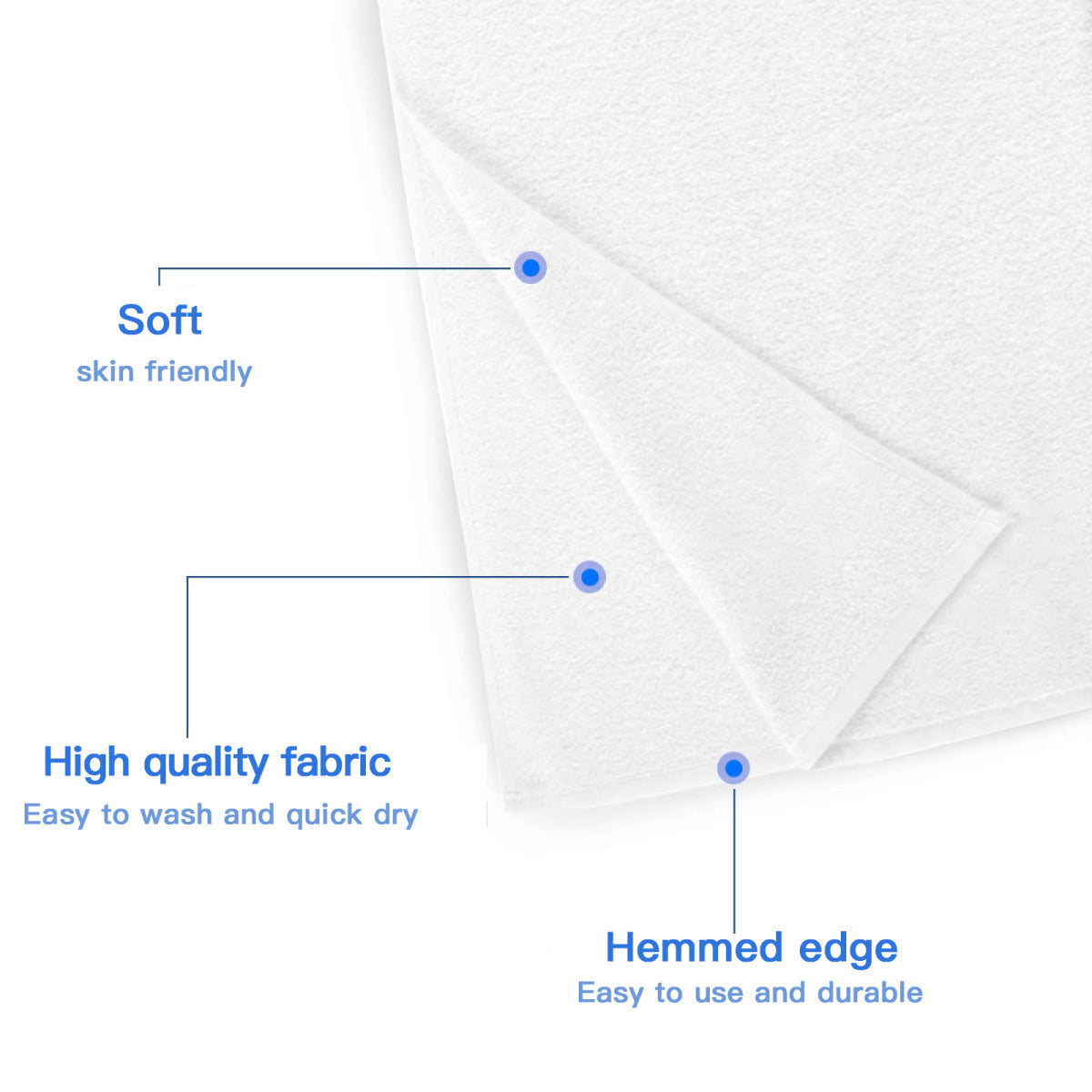Close-up of the soft microfibre fabric and hemmed edge