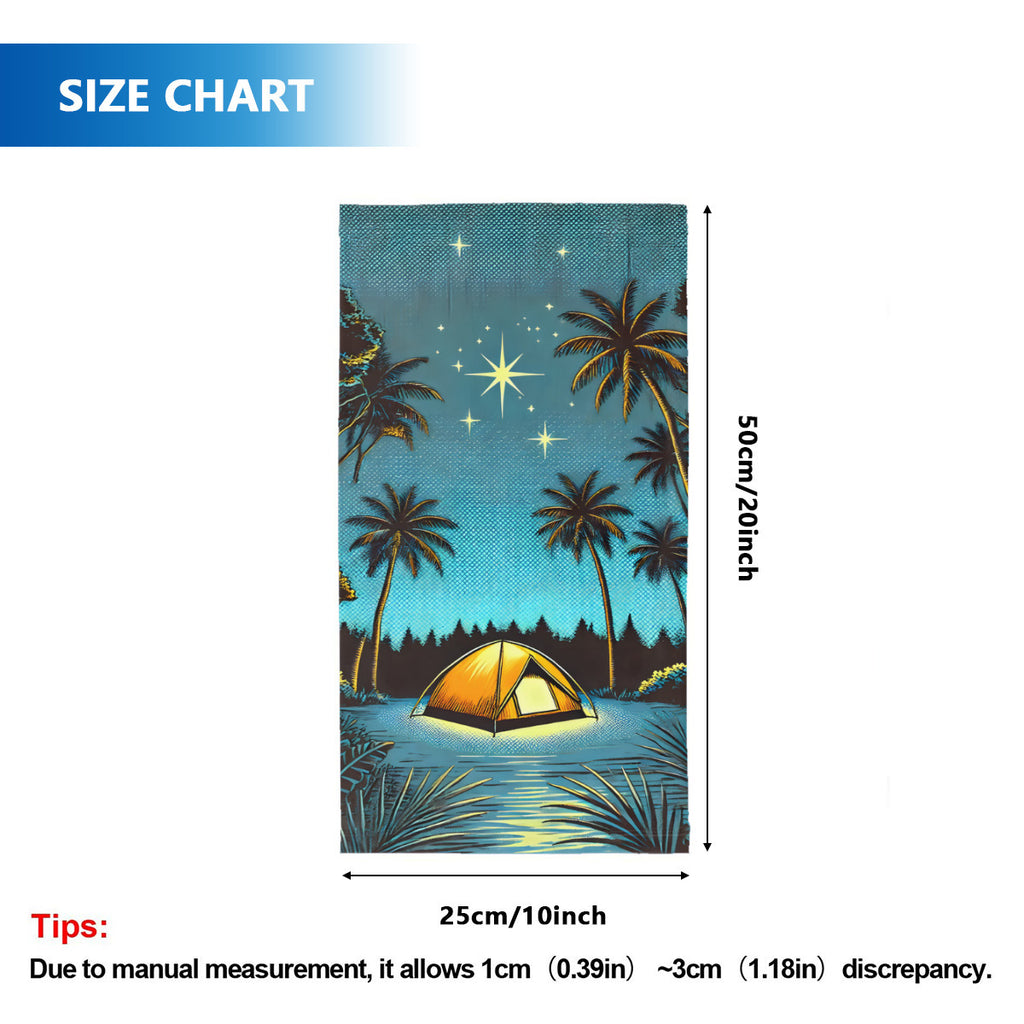Camp Under The Stars neck gaiter size chart, one size, 25 x 50cm