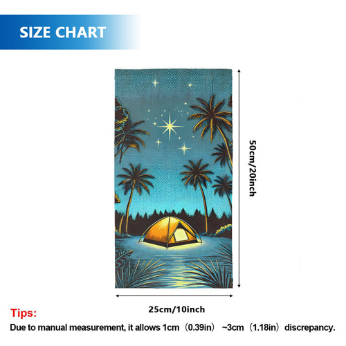 Camp Under The Stars neck gaiter size chart, one size, 25 x 50cm
