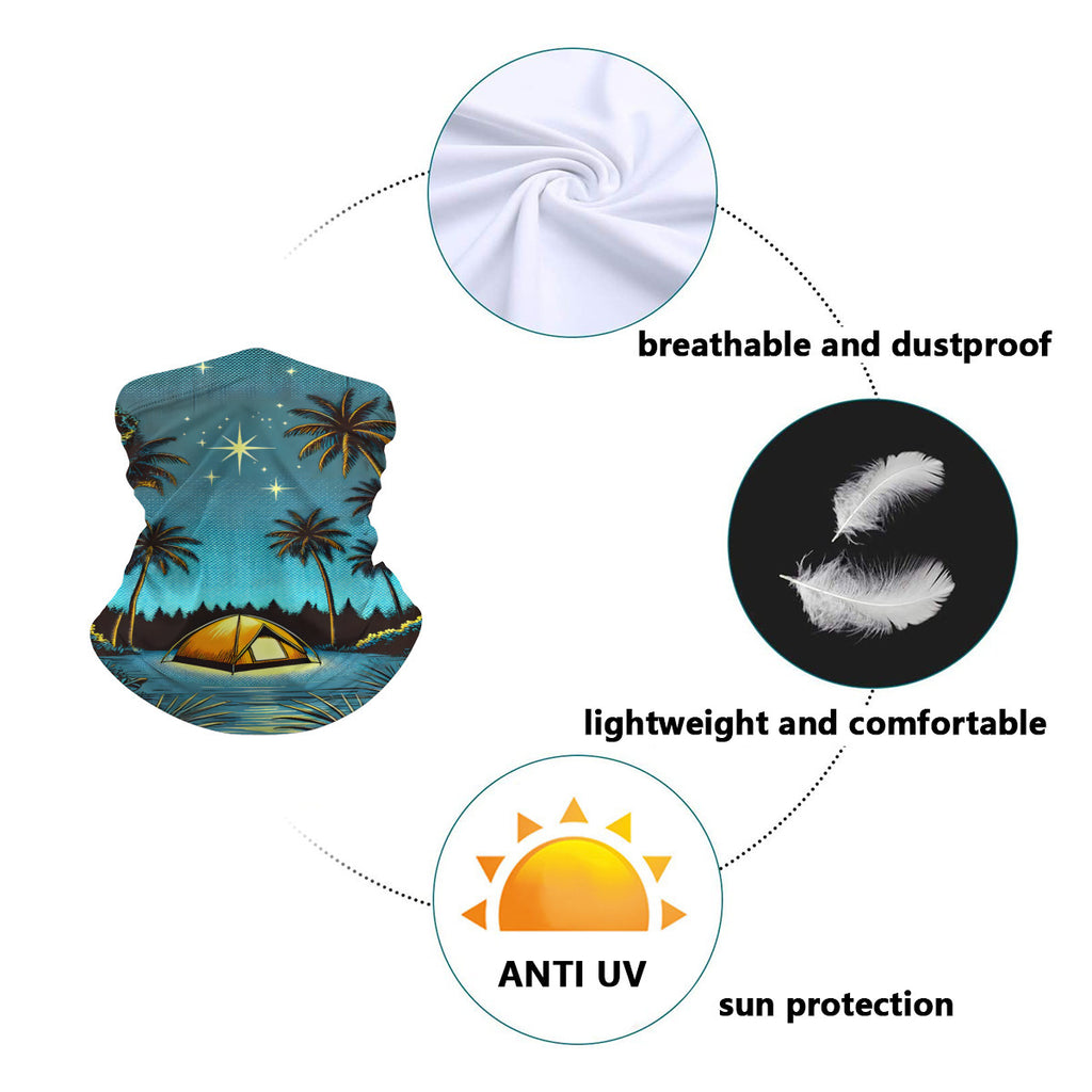 Camp Under The Stars neck gaiter fabric, breathable, lightweight and UV-protective