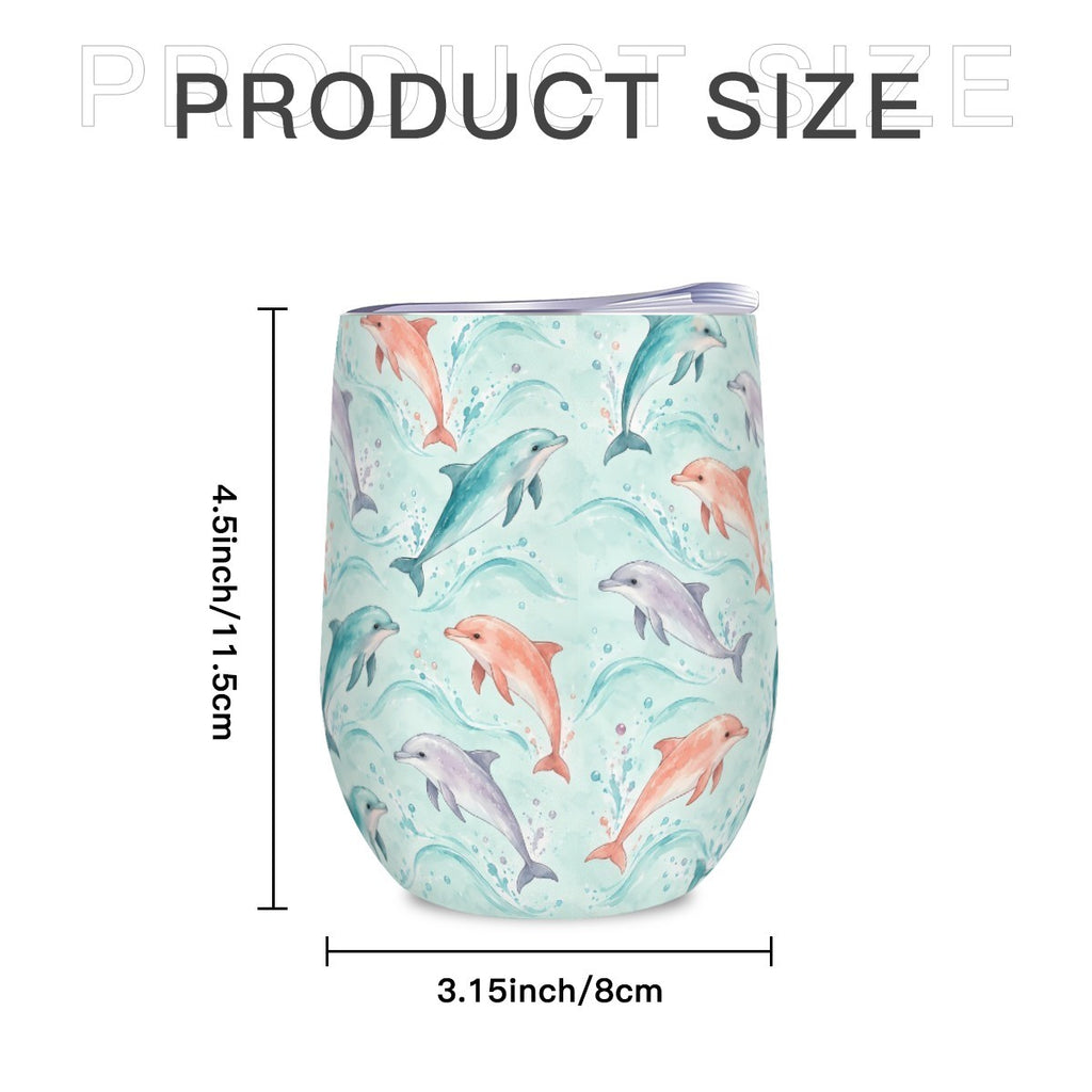 Size diagram of the dolphin tumbler showing its height and width