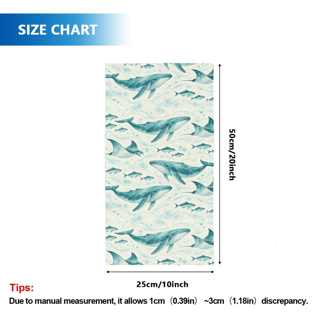 Size chart for the neck gaiter, a tube about 50 cm long and 25 cm wide when flat