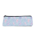 Slim zip pencil case printed with pastel pink, lilac and aqua jellyfish on pale blue