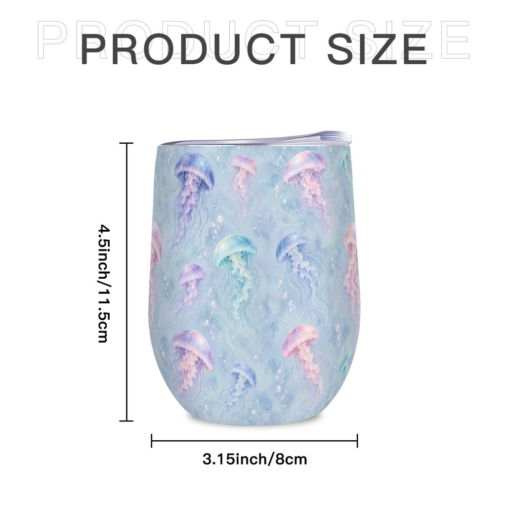 Size diagram of the jellyfish tumbler showing its height and width