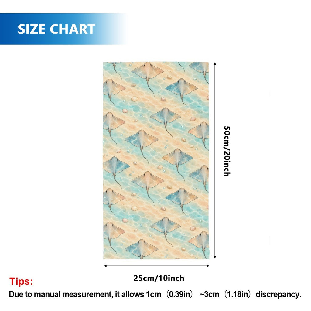 Size chart for the neck gaiter, a tube about 50 cm long and 25 cm wide when flat