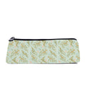 Slim zip pencil case printed with leafy sea dragons and kelp on pale mint green