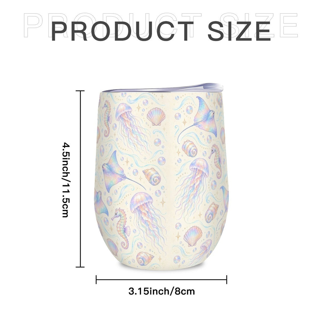 Size diagram of the jellyfish and seahorse tumbler showing its height and width