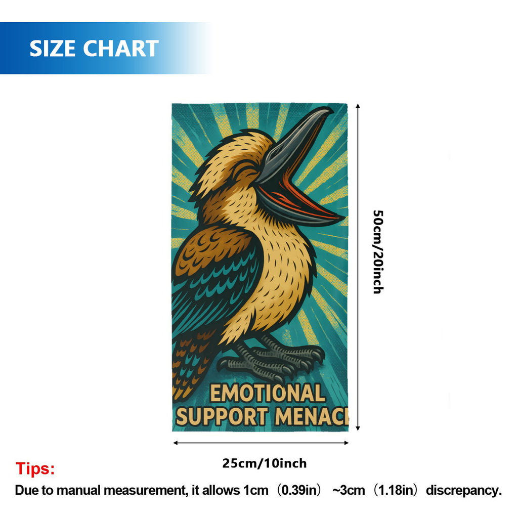 Emotional Support Menace neck gaiter size chart, one size, 25 x 50cm