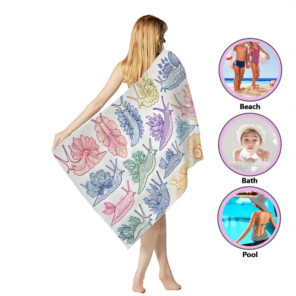 Nudibranch beach towel wrapped around the body, for beach, bath or pool