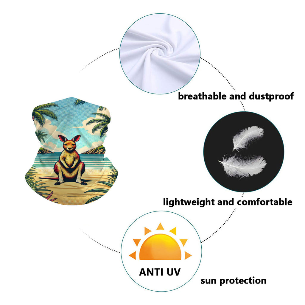 Beach Wallaby neck gaiter fabric, breathable, lightweight and UV-protective