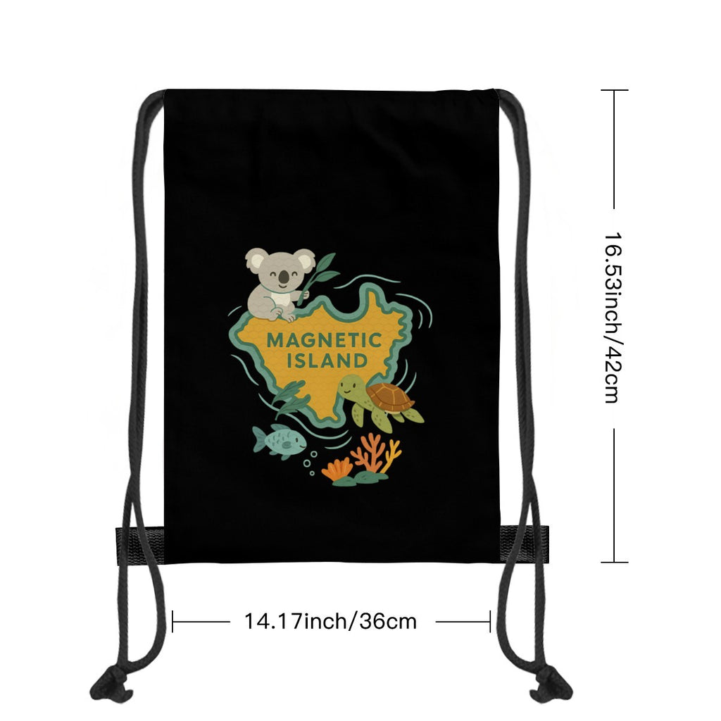 Size chart for the Kids Magnetic Island drawstring bag, 36cm wide by 42cm tall, one size.