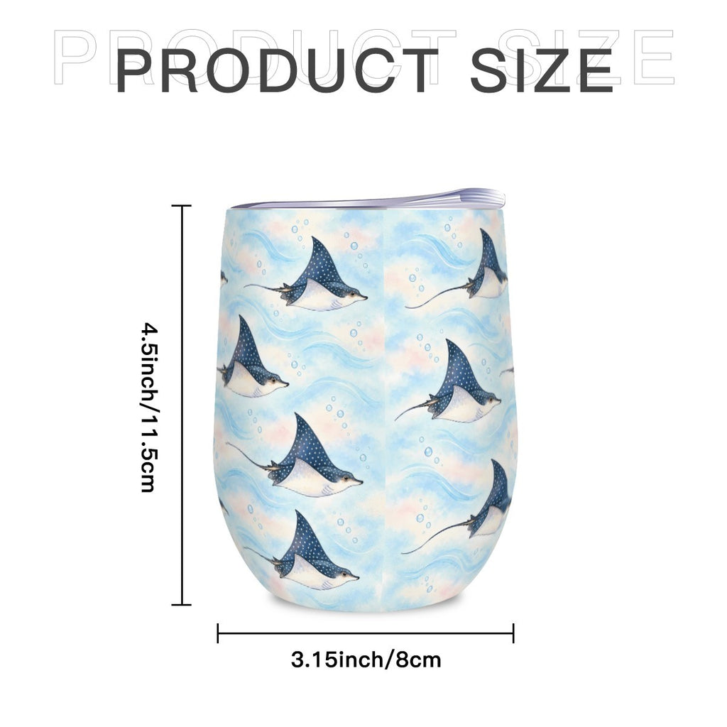 Size diagram of the eagle ray tumbler showing its height and width