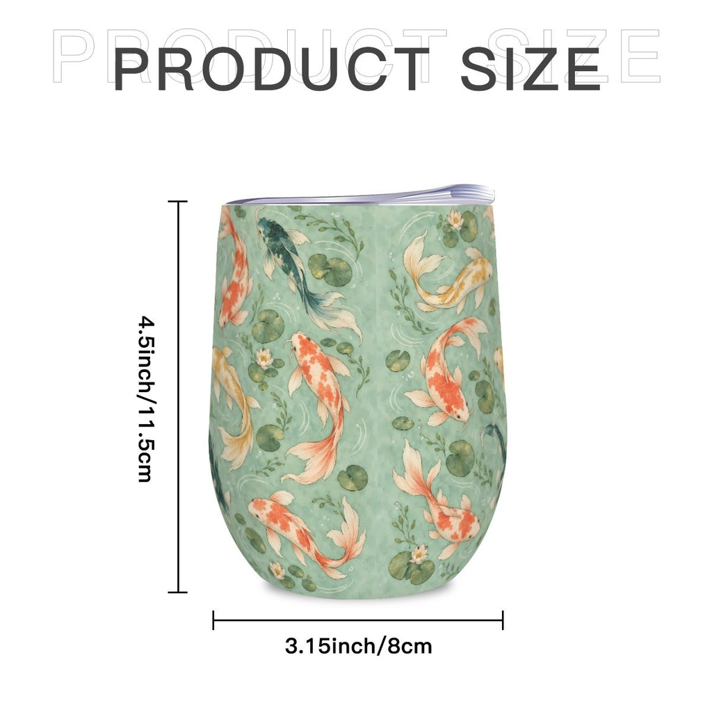 Size diagram of the koi tumbler showing its height and width