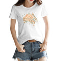Boho Australia map print on a women's t-shirt, palm trees, dunes and a whale tail