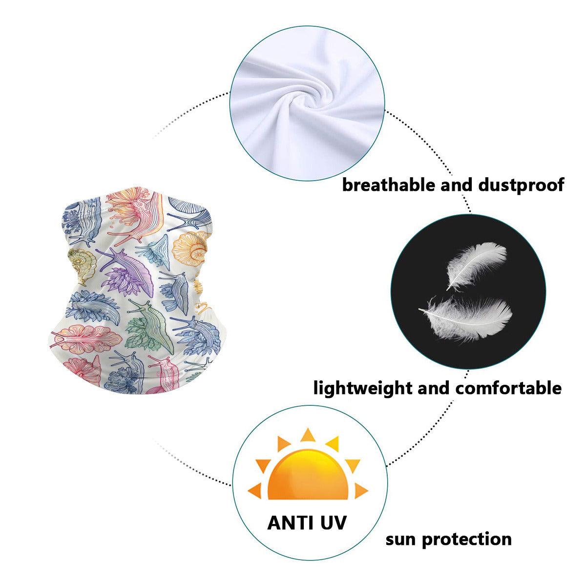 Reef Sketch neck gaiter fabric, breathable, lightweight and UV-protective