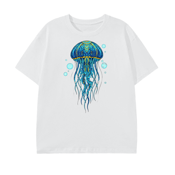 Blue Jellyfish T-Shirt – Ocean Art Tee, Marine Life Graphic