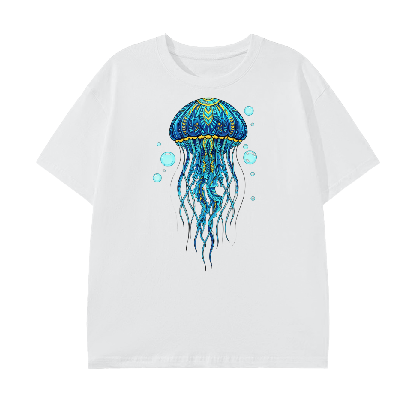 Blue Jellyfish T-Shirt – Ocean Art Tee, Marine Life Graphic