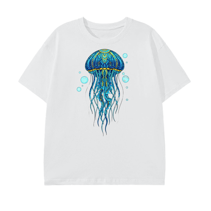 Blue Jellyfish T-Shirt – Ocean Art Tee, Marine Life Graphic