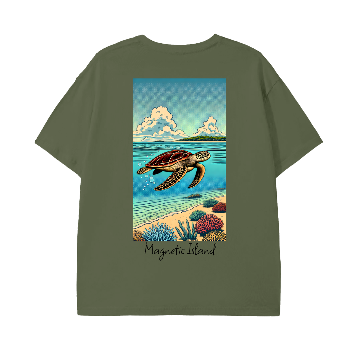 DTG - Pop art turtle and island