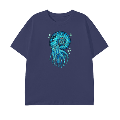 Blue Nautilus T-Shirt – Ocean Life Graphic Tee, Sea Creature Art