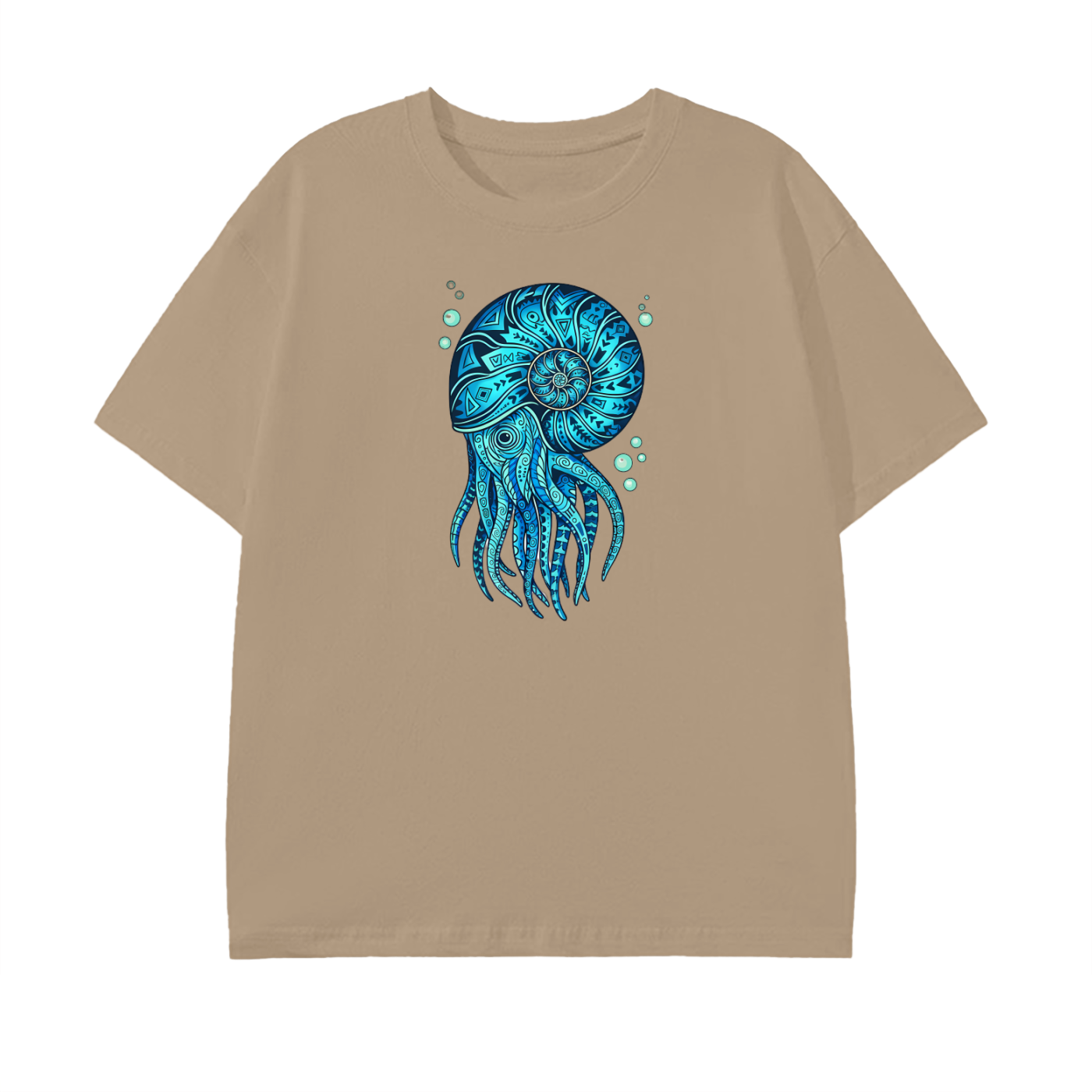 Blue Nautilus T-Shirt – Ocean Life Graphic Tee, Sea Creature Art