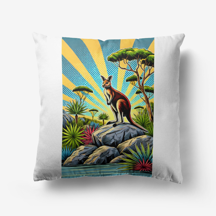 Pop Art Kangaroo Cushion – Vibrant Australian Wildlife Pillow
