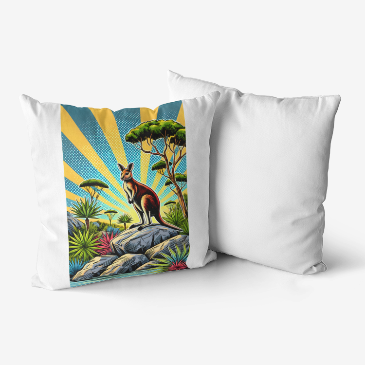 Pop Art Kangaroo Cushion – Vibrant Australian Wildlife Pillow