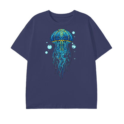 Blue Jellyfish T-Shirt – Ocean Art Tee, Marine Life Graphic