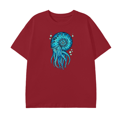 Blue Nautilus T-Shirt – Ocean Life Graphic Tee, Sea Creature Art