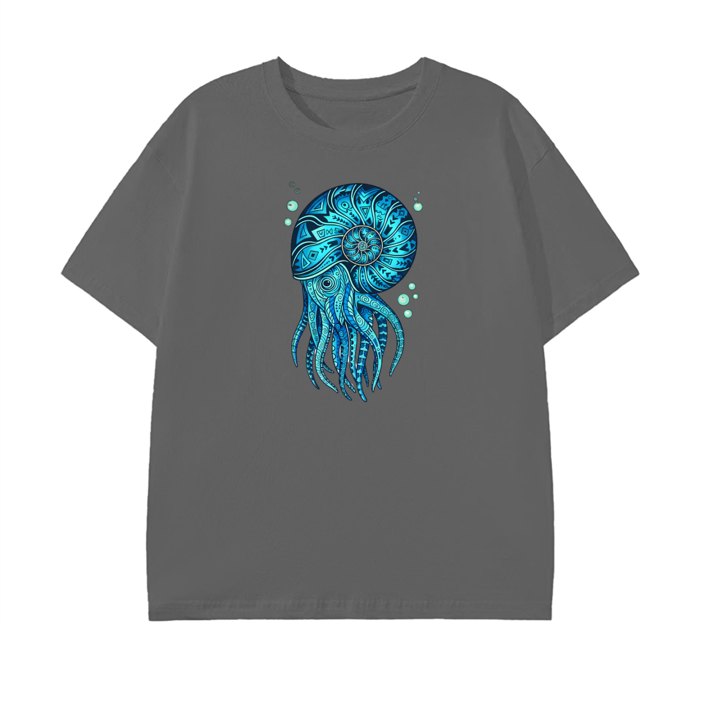 Blue Nautilus T-Shirt – Ocean Life Graphic Tee, Sea Creature Art