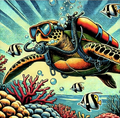 vinyl - scuba turtle