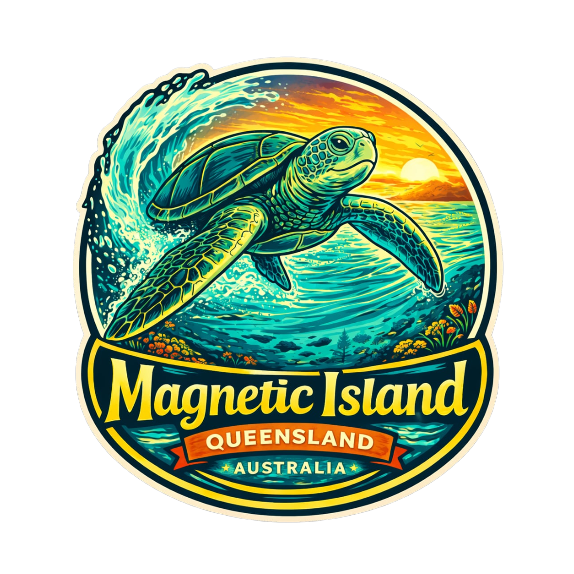 Surfing Turtle Magnetic Island sticker